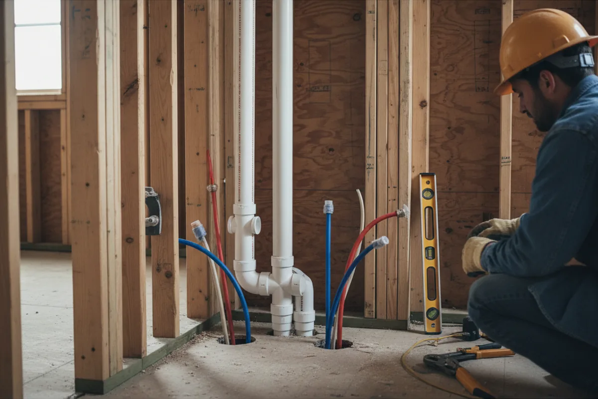 Drain and supply rough-in during Toilet Repair and Installation in Ansted
